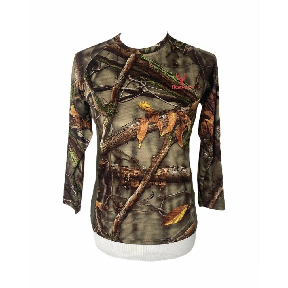 Huntworth Girl's Shirt Green Camouflage Big Ten Evo Long Sleeve Size Large